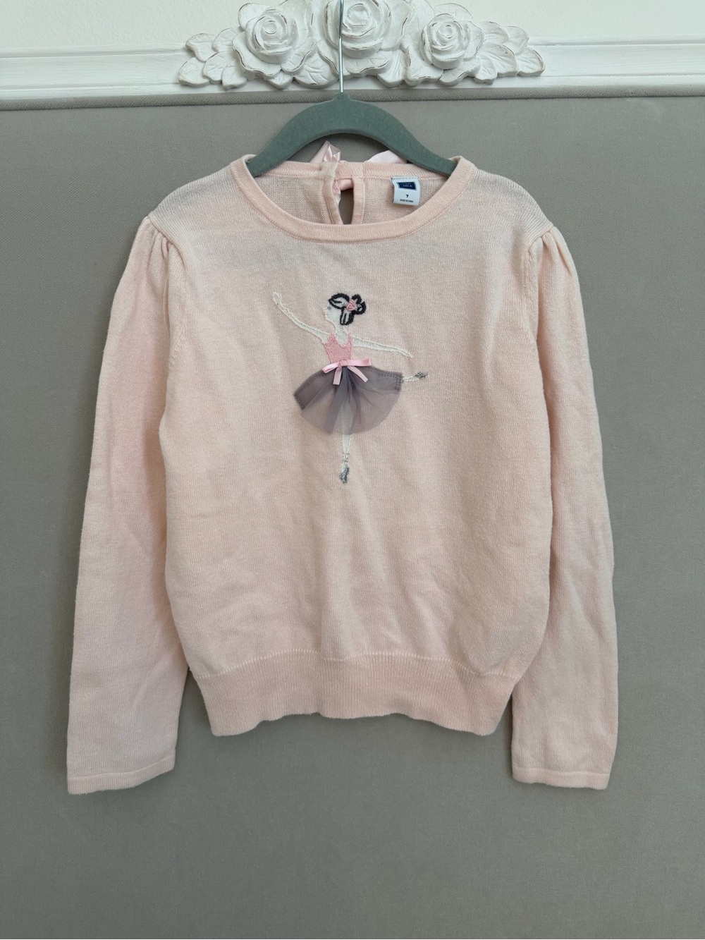 Janie and Jack Soft Pink Ballerina Crew Sweater Girls